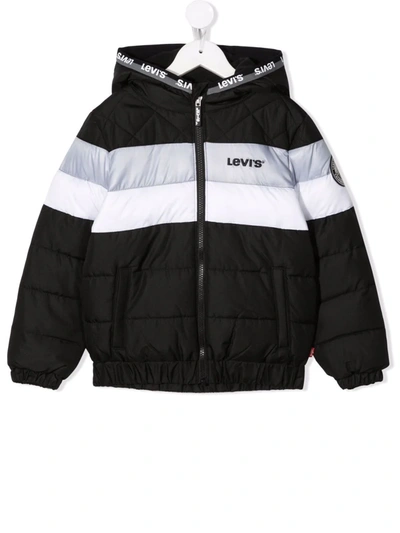 Levi's Kids' Colour-block Padded Hooded Jacket In Black