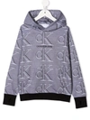 Calvin Klein Oversized Monogram-print Hoodie In Grey
