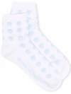 Alexander Mcqueen White & Blue Multiskull Socks In White Sky Blue