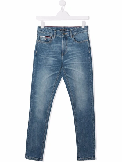 Tommy Hilfiger Junior Teen Spencer Slim Tapered-leg Jeans In Blue