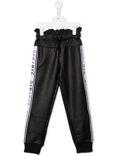 Dkny Kids' Paperbag Waist Tracksuit Bottoms In Black