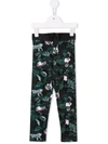 Kenzo Stretch Cotton Floral Leggings In Green