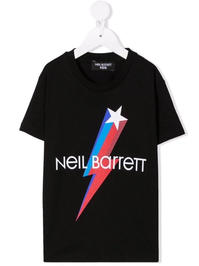 Neil Barrett Teen Logo-print Cotton T-shirt In Black