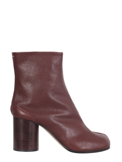 Maison Margiela Brown Leather Tabi Boots In Bordeaux