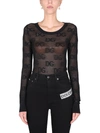 Dolce & Gabbana Long-sleeved Lace-stitch Sweater With Dg Logo In Black