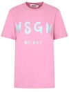 Msgm Printed Cotton-jersey T-shirt In Pink