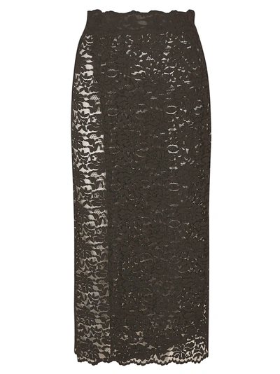 Dolce & Gabbana Macramé Lace Midi Skirt In Black