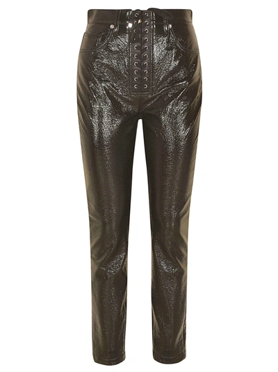Dolce & Gabbana Lace-up Shiny Cropped Jeans In Black