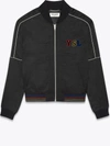 Saint Laurent Embroidered Logo Zipped Bomber Jacket In Black