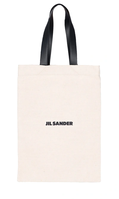 Jil Sander Logo Tote Bag In Neutrals