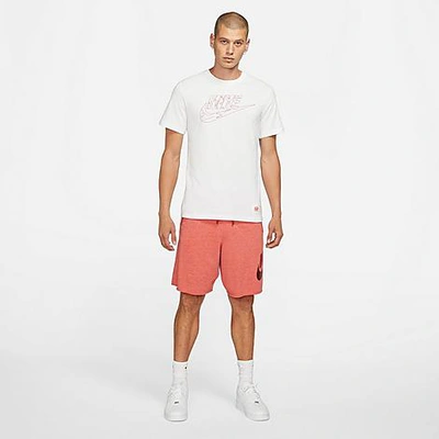 Nike Men's Sportswear Alumni Fleece Shorts In Lobster/heather/gym Red