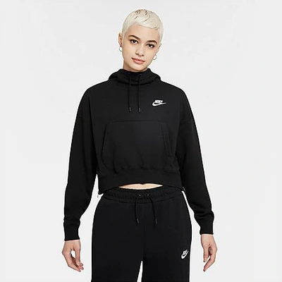 Nike Women's Sportswear Essential Oversized Fleece Hoodie In Black/white