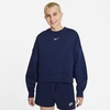 Nike Sportswear Collection Essentials Women's Oversized Fleece Crew In Midnight Navy,white