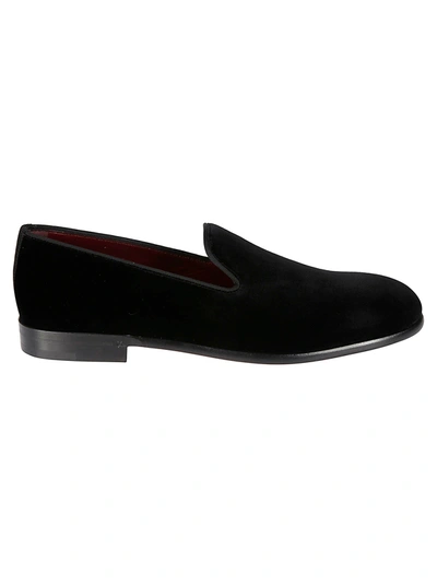 Dolce & Gabbana Velvet Slippers In Black
