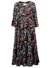 La Doublej Jennifer Jane Floral Tiered Maxi Silk Dress In Fire Flower