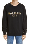 Balmain Logo Cotton Sweatshirt In Black/ Gold