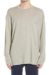 Nn07 Dylan 3263 Long Sleeve Pocket Slub Linen T-shirt In Grey