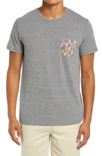 Marine Layer Floral Pocket T-shirt In Heather Grey