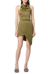 Elliatt Camo Asymmetrical Hem Dress In Khaki