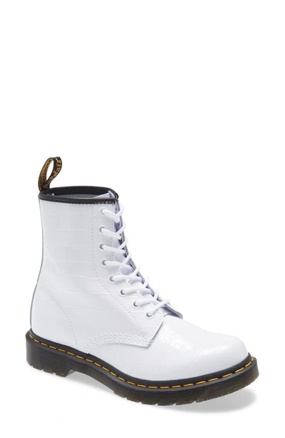 Dr. Martens' 1460 White Lace-up Boots In Leather