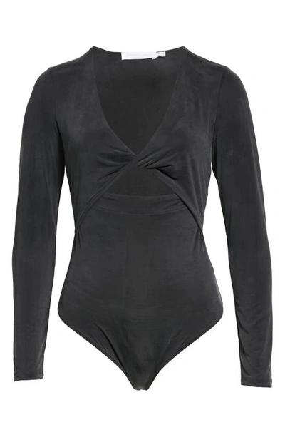 Jonathan Simkhai Standard Harleen Eco Slinky Jersey Twist Front Bodysuit In Black