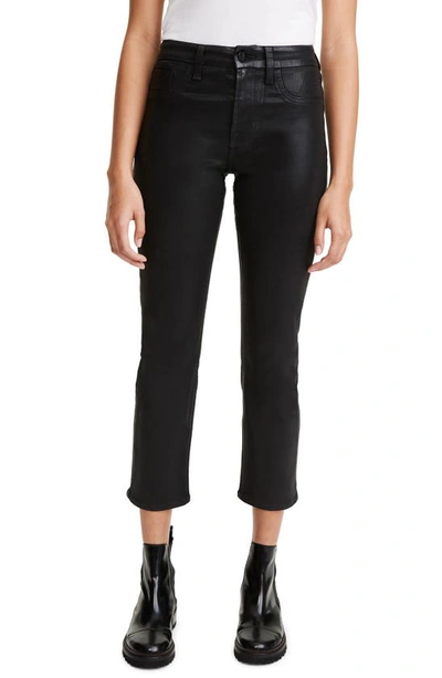 Jen7 Coated Ankle Straight Leg Jeans In Black Coated