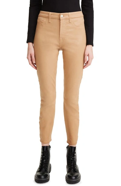 Jen7 Coated Ankle Skinny Jeans In Beige