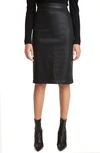 Jen7 Coated Denim Pencil Skirt In Black Coat
