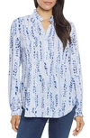 Nydj Pleated Yoke Peasant Blouse In Addison Fresco