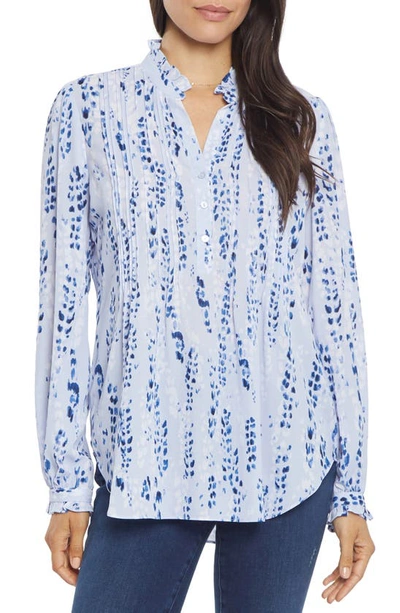 Nydj Pleated Yoke Peasant Blouse In Addison Fresco