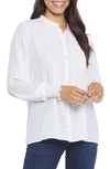 Nydj Pleated Peasant Blouse In Optic White