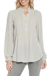 Nydj Pleated Yoke Peasant Blouse In Feather