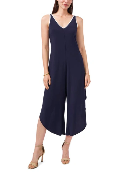 Chaus Genie Sleeveless Crop Wide Leg Jumpsuit In Navy