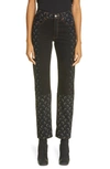 Marine Serre Printed Regenerated High-rise Slim Jeans In All Over Moon Black