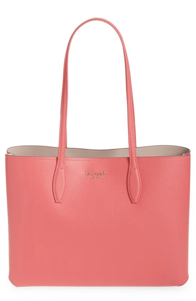 Kate Spade All Day Large Leather Tote In Peach Melba