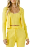 Endless Rose Cropped Lounge Knit Cardigan In Lime