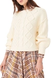 Free People Dream Cable Crewneck Sweater In Cream