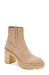 Dolce Vita Caster H2o Waterproof Lug Sole Platform Bootie In Dune Suede H2o