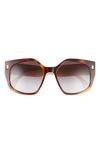 Fendi 55mm Gradient Butterfly Sunglasses In Blonde Havana / Gradient Smoke