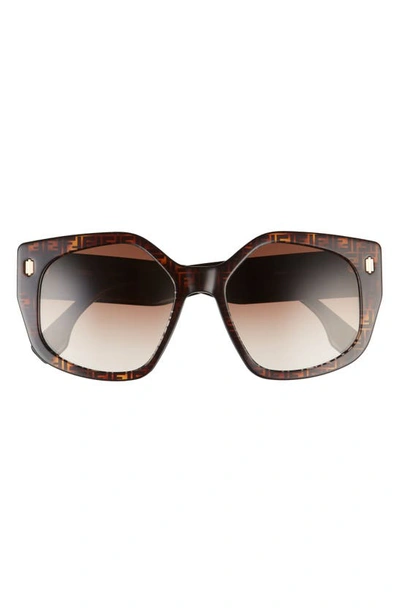 Fendi Fe40017i 55f Geometric Sunglasses In Brown