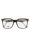 Fendi 53m Square Optical Glasses In Shiny Black