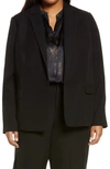 Vince Leather Blazer In Black