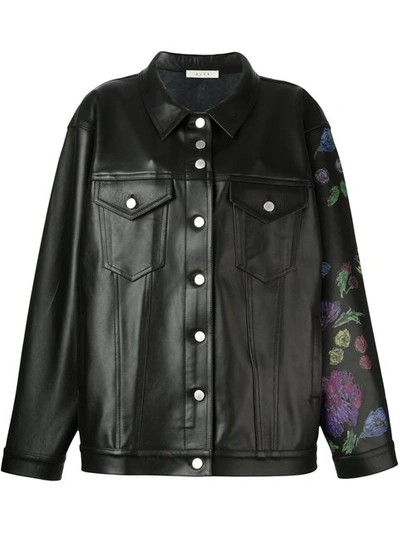 Alyx Oversized Floral Printed Leather Jacket In Black