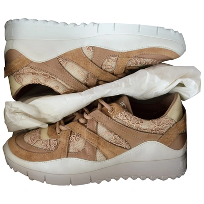 Pre-owned Jimmy Choo Leather Trainers In Brown