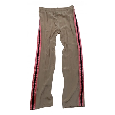Pre-owned Gucci Silk Straight Pants In Brown