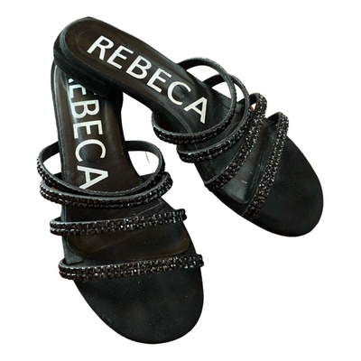 Pre-owned Rebecca Velvet Sandals In Black
