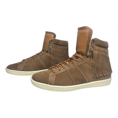 Pre-owned Saint Laurent Court High Trainers In Brown