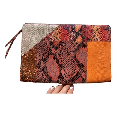 Pre-owned Stella Mccartney Vegan Leather Clutch Bag In Orange