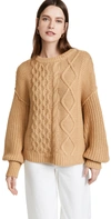 Free People Dream Cable Crewneck Sweater
