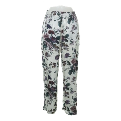 Pre-owned Ganni Straight Pants In Ecru